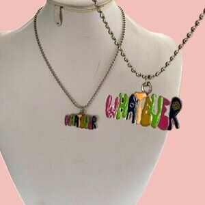 “WHATEVER” Necklace – Y2K Style, Colorful Enamel Pendant